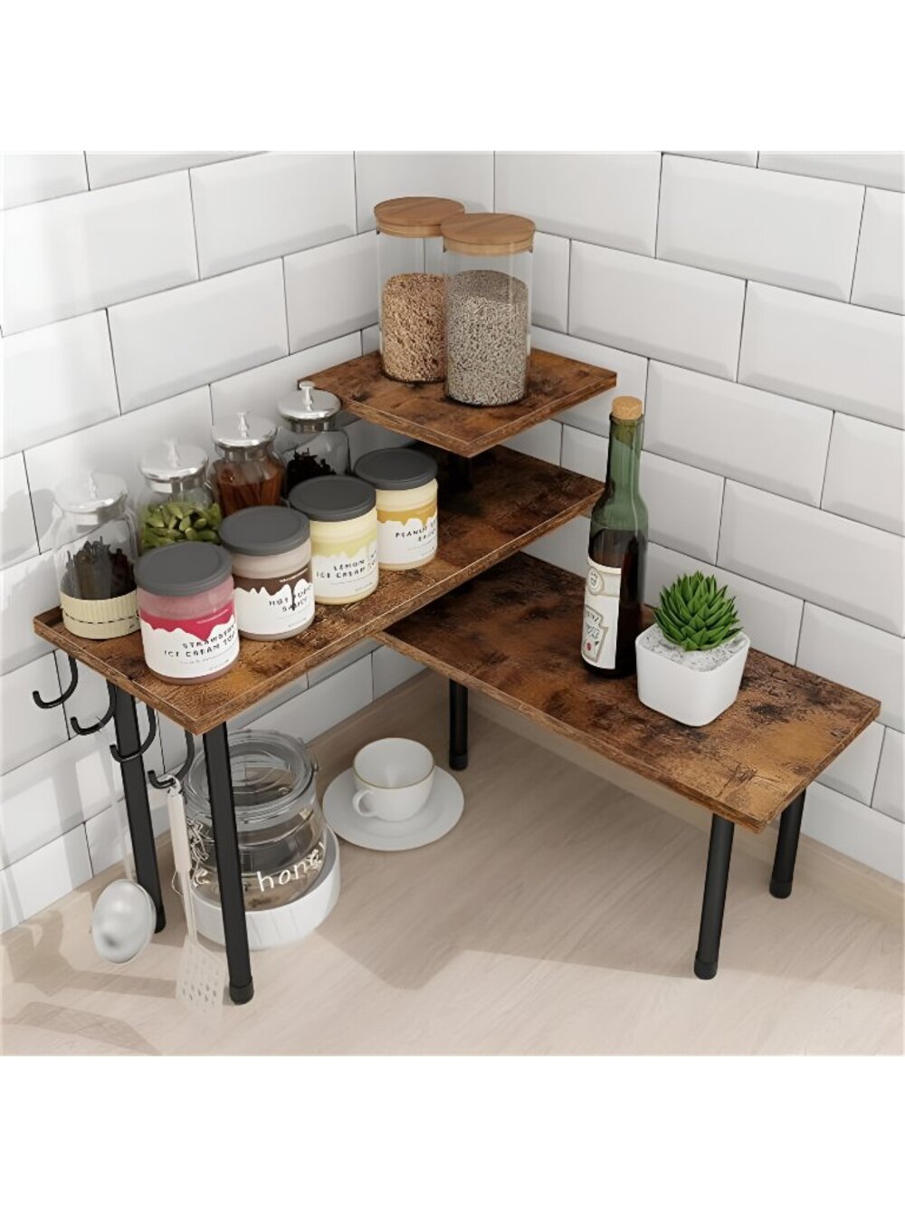 Kitchen Countertop Organizer - 3 Tier Corner Shelf, Bathroom Counter